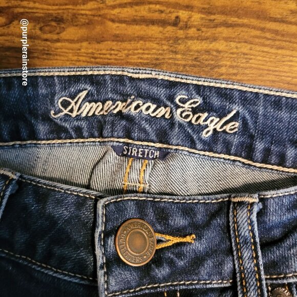 American Eagle Jeans 6 R Favorite Boyfriend Low Rise Medium Dark Wash Stretch - Picture 4 of 13